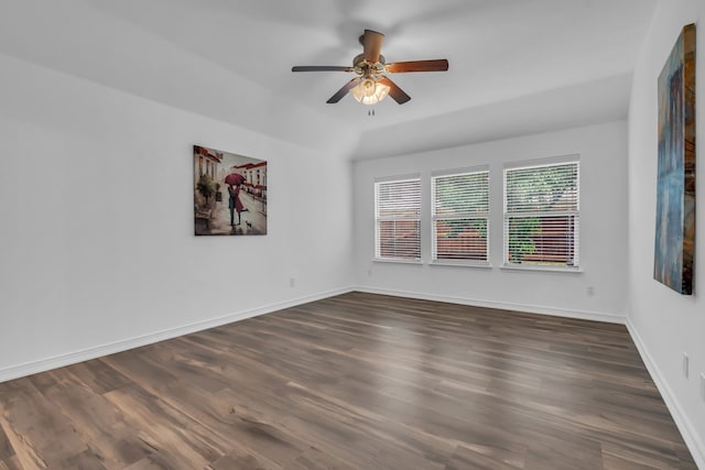 9700 Mulligan Dr, Mckinney, TX 75072 - empty room with a ceiling fan and dark wood finished floors