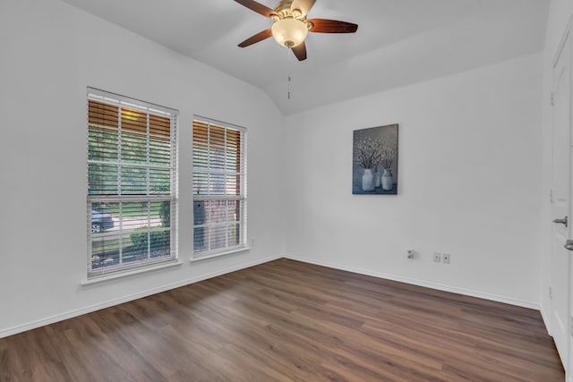 9700 Mulligan Dr, Mckinney, TX 75072 - spare room with wood finished floors, a ceiling fan, and lofted ceiling