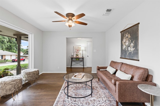 6767 Winifred Dr, Fort Worth, TX 76133 - living room with a ceiling fan and wood finished floors