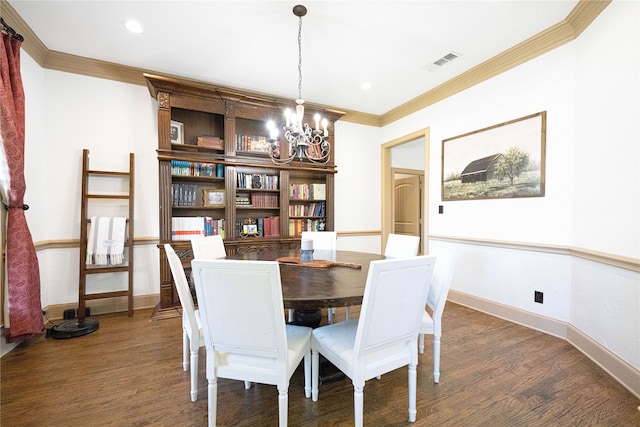 105 Lavender Pl, Mclendon Chisholm, TX 75032 - dining area featuring a chandelier, ornamental molding, wood finished floors, and recessed lighting