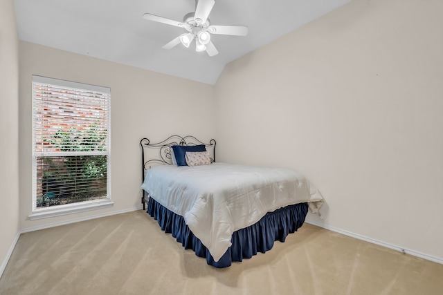 1651 Meadows Ave, Lantana, TX 76226 - bedroom featuring carpet floors, lofted ceiling, and a ceiling fan