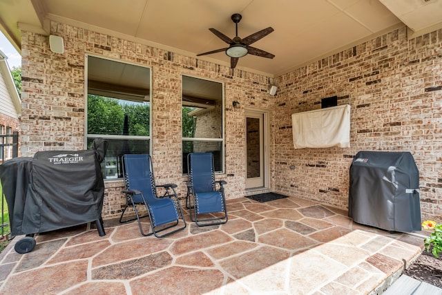 1651 Meadows Ave, Lantana, TX 76226 - view of patio featuring area for grilling and a ceiling fan