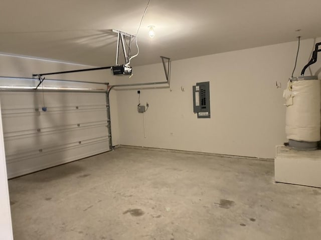 312 Wagon Wheel Dr, Josephine, TX 75189 - garage with electric panel, a garage door opener, and water heater