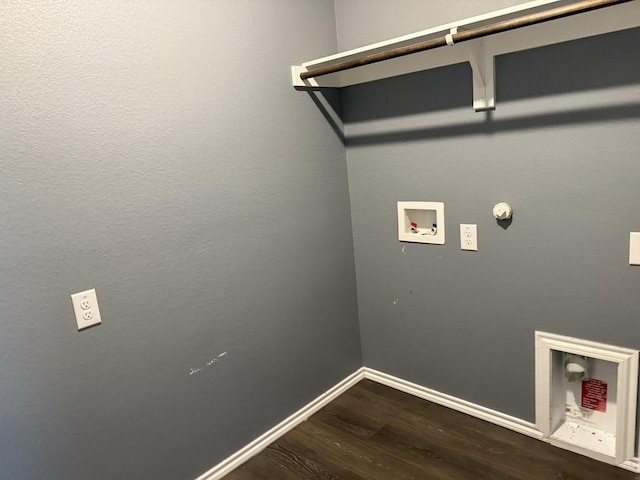 312 Wagon Wheel Dr, Josephine, TX 75189 - laundry room featuring washer hookup, dark wood-style flooring, and gas dryer hookup