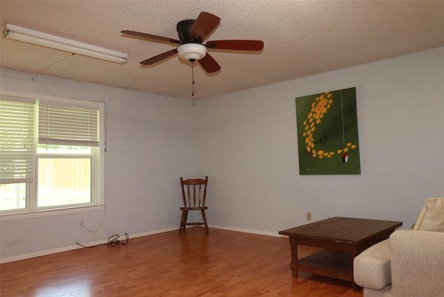 517 Annapolis Dr, Fort Worth, TX 76108 - sitting room featuring wood finished floors, a ceiling fan, and a textured ceiling