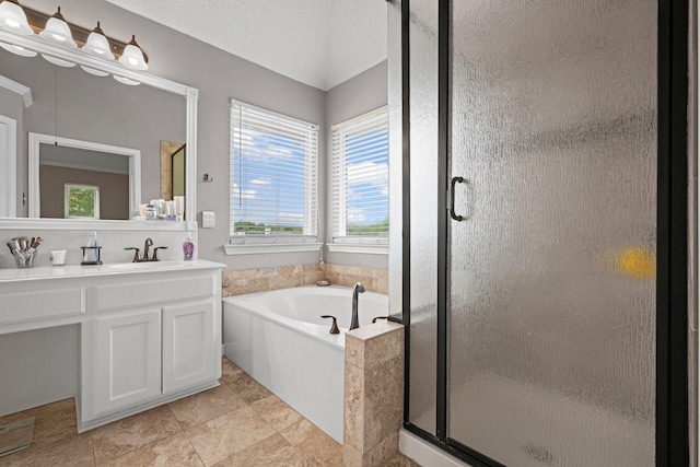 8534 Pebblebrook Dr, Frisco, TX 75034 - full bathroom featuring a bath, vanity, and a shower stall