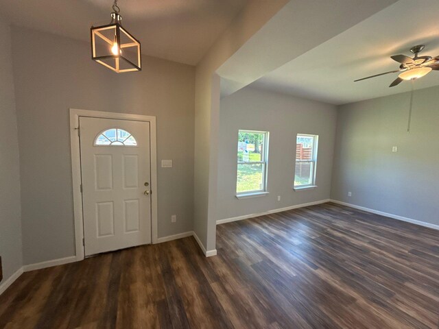 1510 W Woodard St, Denison, TX 75020 - foyer entrance featuring dark wood-type flooring and ceiling fan