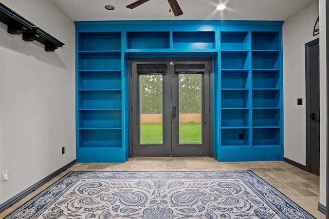 101 Goldfinch Ln, Weatherford, TX 76088 - entryway featuring french doors, ceiling fan, and stone tile flooring
