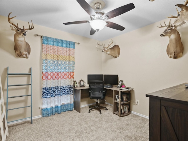 2012 Mobile Dr, Ennis, TX 75119 - carpeted office space with a ceiling fan and baseboards