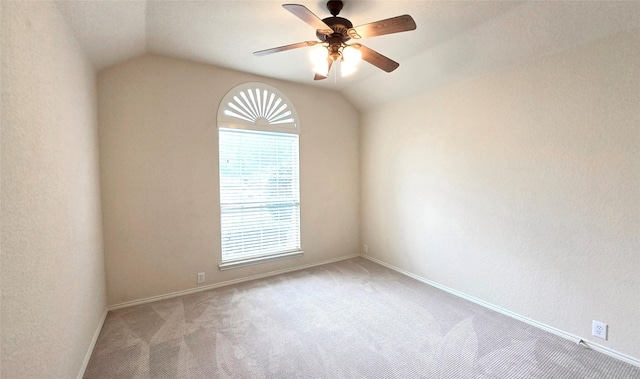 4012 Glenwyck Dr E, North Richland Hills, TX 76180 - empty room with vaulted ceiling, carpet floors, and ceiling fan