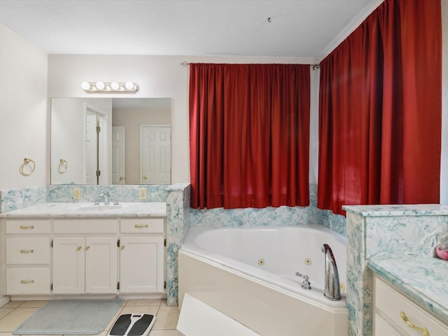 239 Valek Rd, Ennis, TX 75119 - full bathroom featuring tile patterned flooring, vanity, and a tub with jets