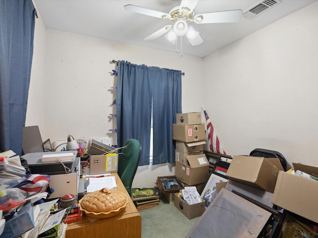 239 Valek Rd, Ennis, TX 75119 - carpeted home office with a ceiling fan