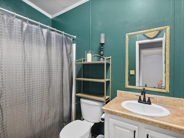 403 SE County Road 3048c, Corsicana, TX 75109 - full bath with vanity, ornamental molding, and a shower with shower curtain