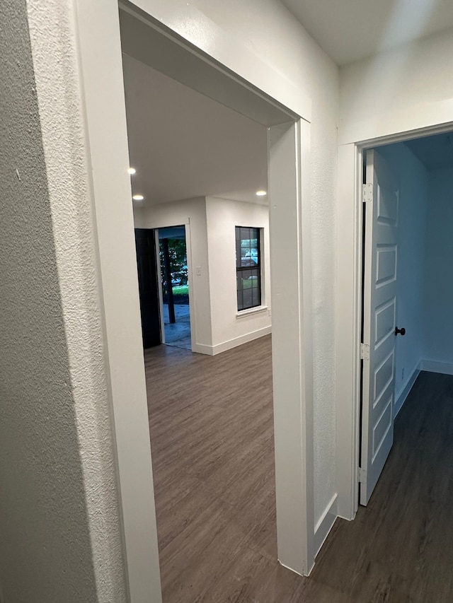 616 Leyenda Dr, Mesquite, TX 75149 - hall featuring dark wood finished floors and recessed lighting