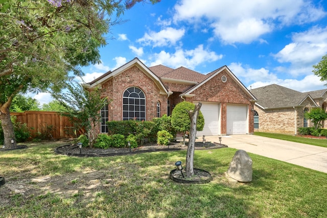 2860 Prado, Grand Prairie, TX 75054 - traditional-style house featuring brick siding, a garage, concrete driveway, and a shingled roof