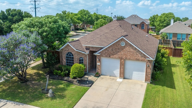 2860 Prado, Grand Prairie, TX 75054 - view of front of property with brick siding, an attached garage, concrete driveway, and a shingled roof