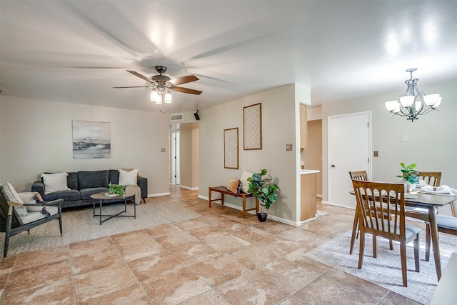 221 Sierra Dr, Joshua, TX 76058 - dining space featuring a ceiling fan and a chandelier