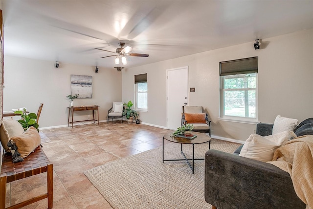 221 Sierra Dr, Joshua, TX 76058 - living room with a ceiling fan and baseboards