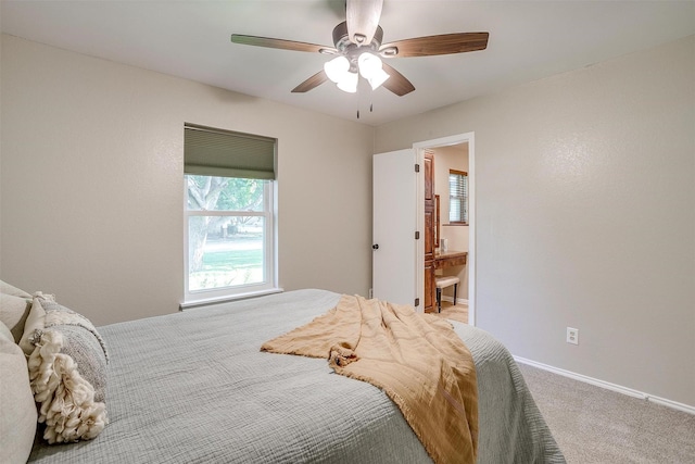 221 Sierra Dr, Joshua, TX 76058 - bedroom featuring carpet floors, ceiling fan, and ensuite bathroom