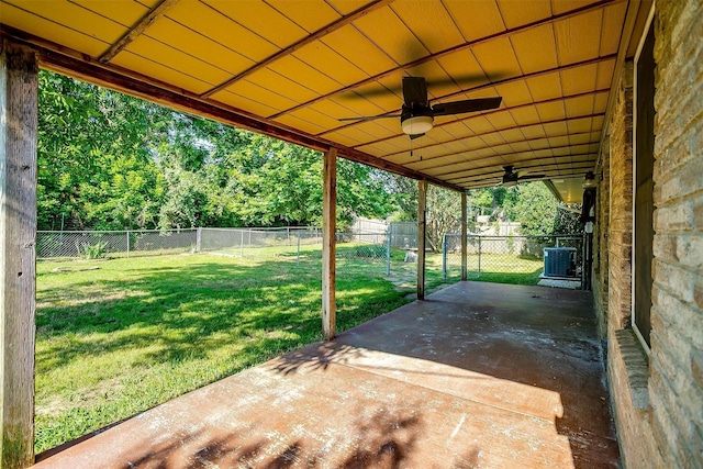 221 Sierra Dr, Joshua, TX 76058 - fenced backyard with a ceiling fan and a patio