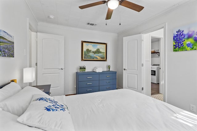 717 Thersa Dr, River Oaks, TX 76114 - bedroom with ornamental molding and ceiling fan