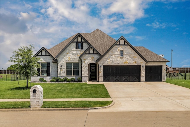 1430 Shaker Hills Rd, Gunter, TX 75058 - view of front of property with a garage, concrete driveway, roof with shingles, and stone siding