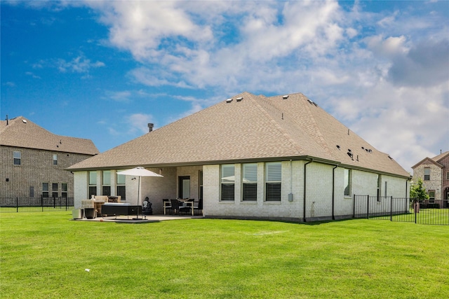 1430 Shaker Hills Rd, Gunter, TX 75058 - back of house with a patio area, a shingled roof, brick siding, and an outdoor living space