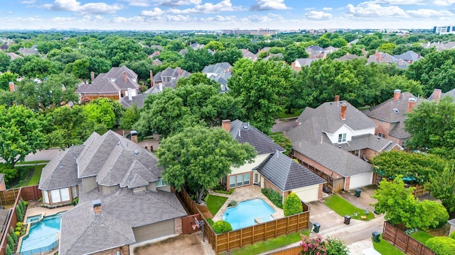 5913 Kensington Dr, Plano, TX 75093 - aerial perspective of suburban area featuring a pool area
