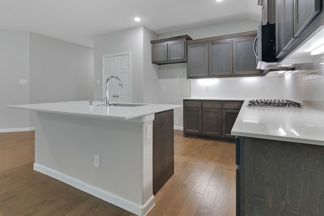 5524 Santa Elena Ct, Fort Worth, TX 76126 - kitchen featuring dark wood finished floors, backsplash, appliances with stainless steel finishes, and recessed lighting