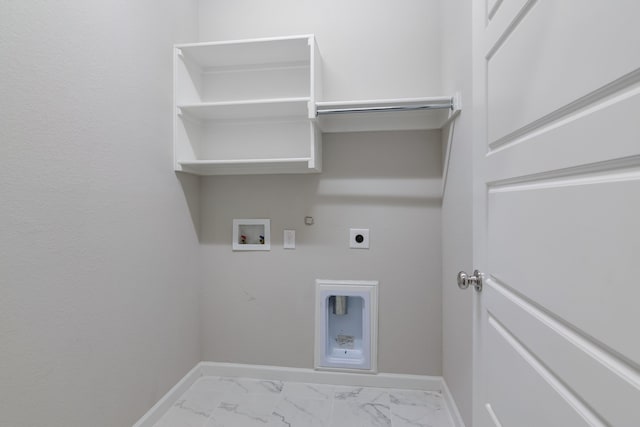 5524 Santa Elena Ct, Fort Worth, TX 76126 - laundry area with electric dryer hookup, hookup for a gas dryer, hookup for a washing machine, and marble look tiles