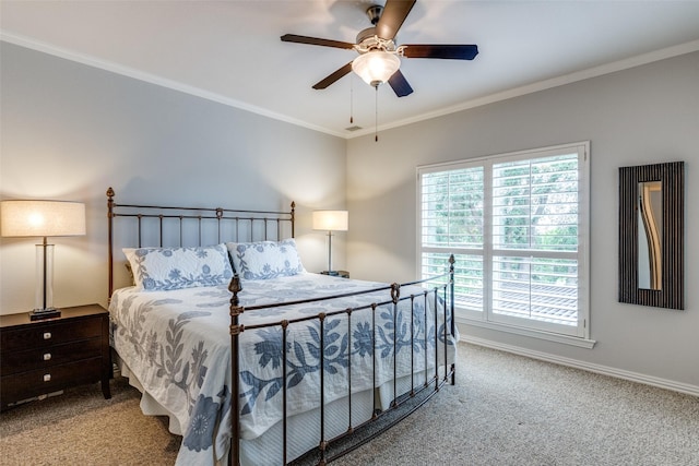 4637 Biltmoore Dr, Frisco, TX 75034 - carpeted bedroom featuring crown molding and ceiling fan
