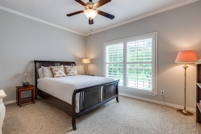 4637 Biltmoore Dr, Frisco, TX 75034 - bedroom with light carpet, multiple windows, crown molding, and a ceiling fan