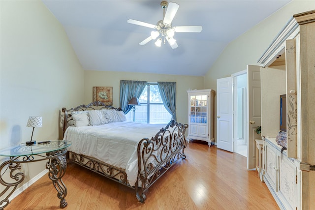 6905 Laurel Canyon Ter, Fort Worth, TX 76132 - bedroom featuring vaulted ceiling, light wood finished floors, and ceiling fan