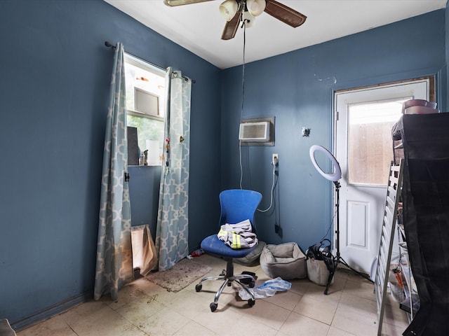 2232 E Kiest Blvd, Dallas, TX 75216 - interior space featuring an AC wall unit and a ceiling fan