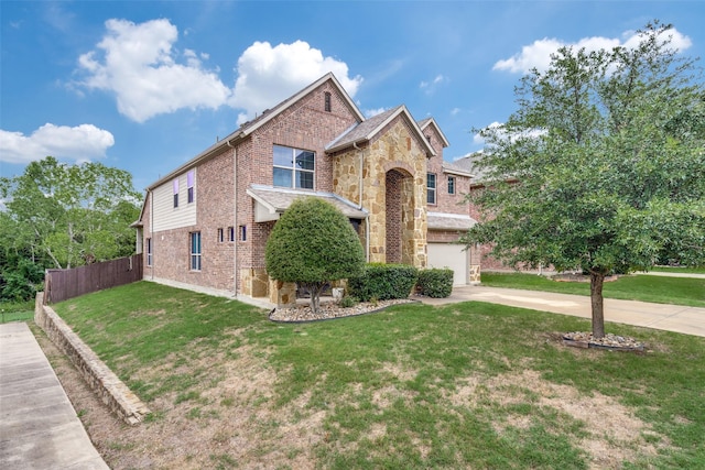3820 Buchanan St, Mckinney, TX 75071 - traditional-style house featuring stone siding, brick siding, concrete driveway, and an attached garage