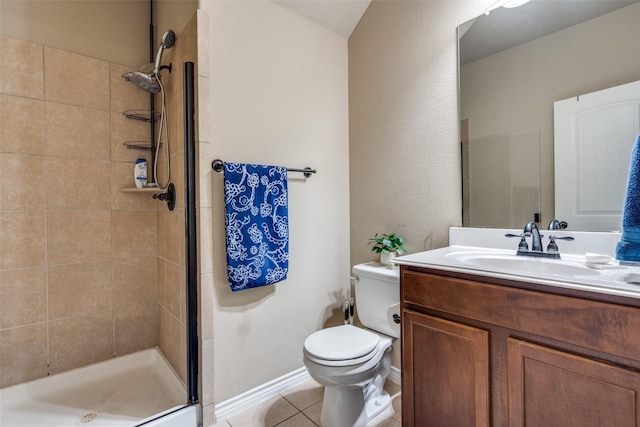 3820 Buchanan St, Mckinney, TX 75071 - full bathroom with vanity, a stall shower, and tile patterned flooring