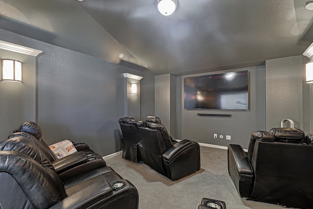 1701 Trinidad Way, Argyle, TX 76226 - carpeted cinema room with vaulted ceiling and a textured wall