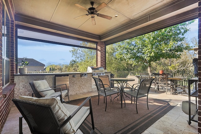 1701 Trinidad Way, Argyle, TX 76226 - view of patio with area for grilling, outdoor dining space, and ceiling fan