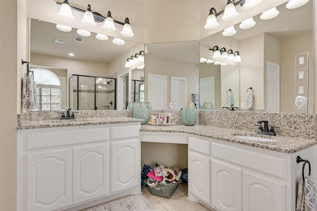 1220 Glendon Dr, Forney, TX 75126 - full bath with a stall shower, tile patterned flooring, and vanity