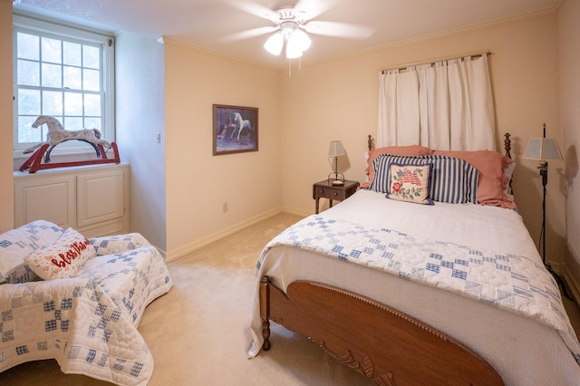 5906 Tiffany Ct, Arlington, TX 76016 - bedroom with light colored carpet, crown molding, and a ceiling fan