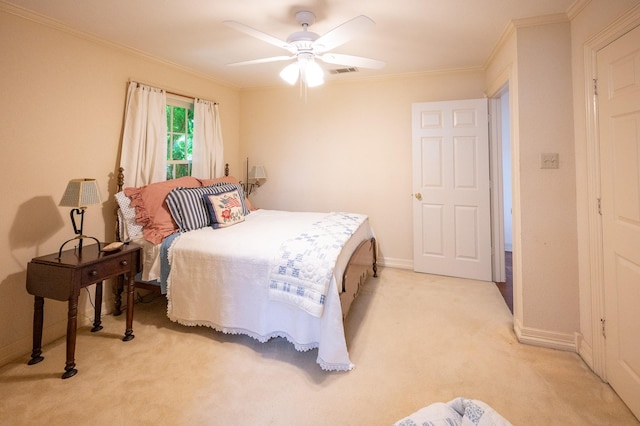 5906 Tiffany Ct, Arlington, TX 76016 - bedroom featuring light carpet, crown molding, and a ceiling fan