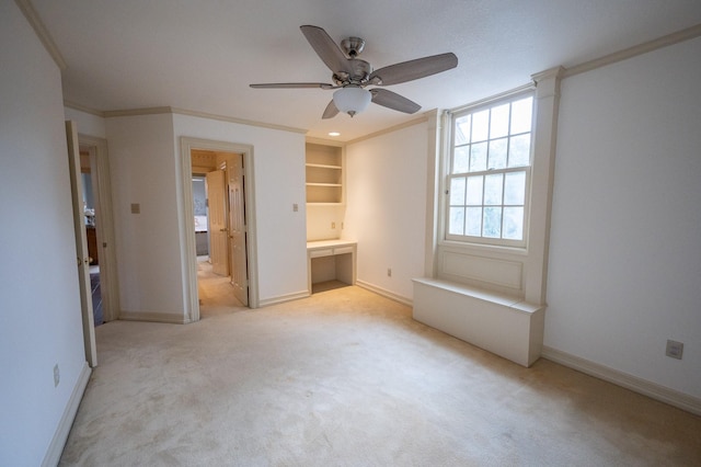 5906 Tiffany Ct, Arlington, TX 76016 - unfurnished bedroom featuring light carpet, connected bathroom, ornamental molding, and a ceiling fan
