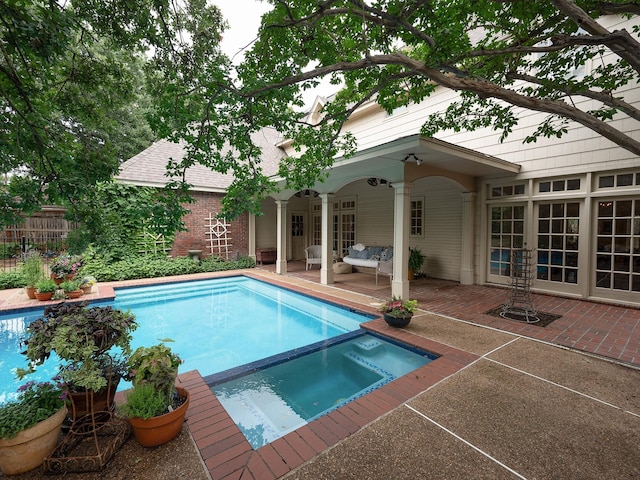 5906 Tiffany Ct, Arlington, TX 76016 - view of pool featuring a patio, a pool with connected hot tub, and outdoor lounge area
