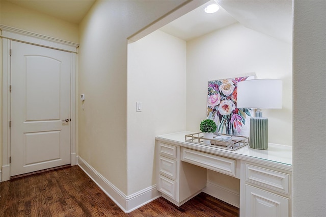 1204 E Scandinavian Ct, Granbury, TX 76048 - hall with dark wood-style floors and a desk