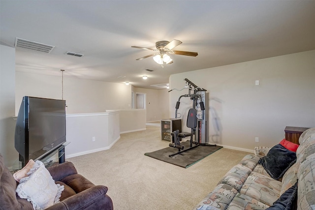 2536 Glenn Ranch Dr, Burleson, TX 76028 - carpeted living area featuring ceiling fan and baseboards