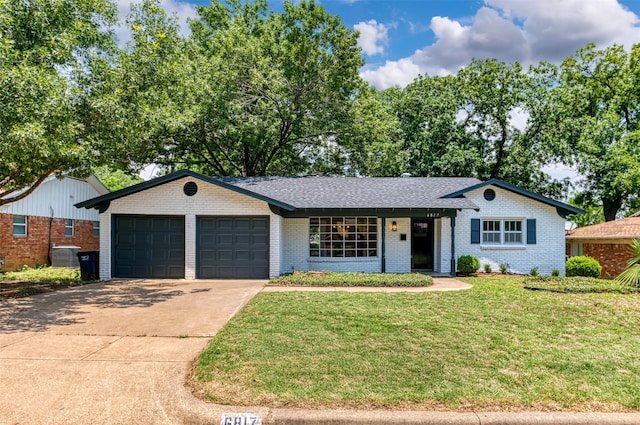 6817 Yolanda Dr, Fort Worth, TX 76112 - ranch-style home with an attached garage, brick siding, driveway, and a front lawn