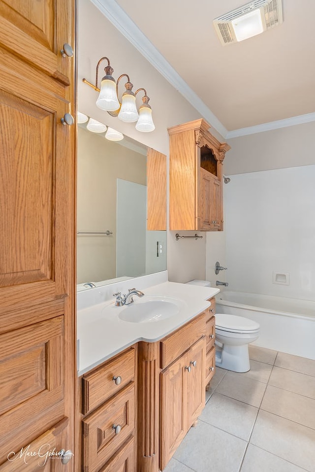902 Blair Xing, Bossier City, LA 71111 - bathroom with vanity, tile patterned flooring, crown molding, and shower / washtub combination