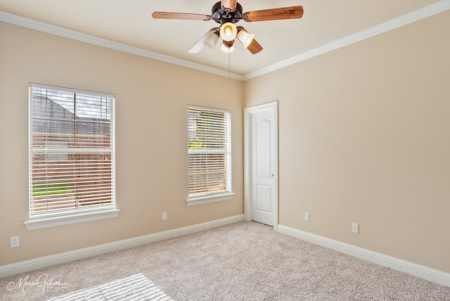 902 Blair Xing, Bossier City, LA 71111 - spare room featuring light carpet, crown molding, and a ceiling fan