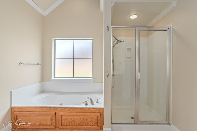 902 Blair Xing, Bossier City, LA 71111 - full bathroom with ornamental molding, a stall shower, and a whirlpool tub