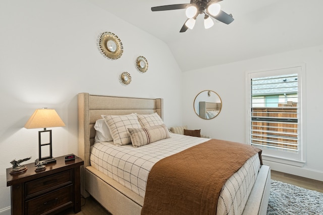 1704 Cannon St, Van Alstyne, TX 75495 - bedroom with vaulted ceiling, wood finished floors, and ceiling fan